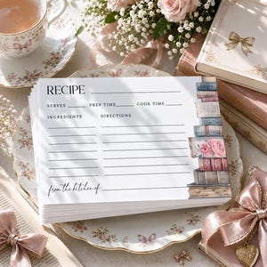 PRINTED Book Theme Bridal Shower Recipe Cards, New Chapter Recipe Request Inserts, Storybook Wedding Shower Keepsake Cards For Bride CB06