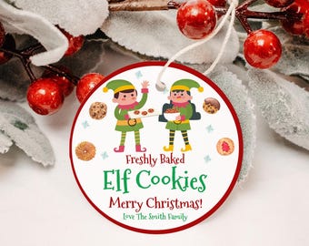 Elf Cookies Label EDITABLE, North Pole Cookies Stickers Printable, Christmas Cookie Gift Tag, Santa Cookie Label, Instant Download