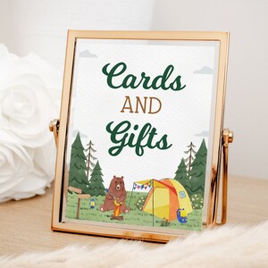 Cartes et cadeaux signe imprimable, premier anniversaire de joyeux campeur, décoration de fête d'anniversaire de camping, signe de fête à thème camp, 8 x 10, téléchargement immédiat