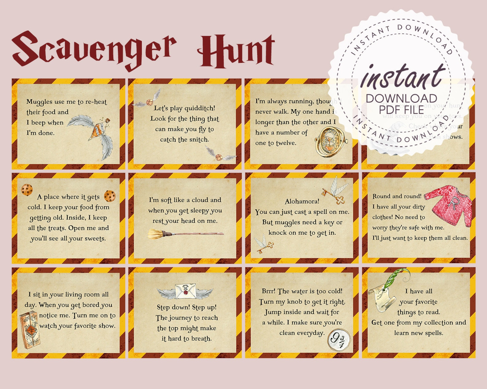 Harry Potter Scavenger Hunt Riddles Harry Potter Party | Etsy