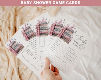 Storybook Baby Shower Games Bundle, Editable Book Themed Baby Shower Game Card Templates, Printable New Chapter Baby Shower Activities CB06