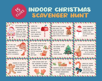Indoor kerstspeurtocht voor kinderen, kerstelf kit, kerstspeurtocht spel afdrukbaar, schattenjacht-aanwijzingen, INSTANT DOWNLOAD