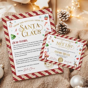 Lettera di Babbo Natale e certificato di buona volontà MODIFICABILI, lettera di Natale da Babbo Natale stampabile, posta dell'elfo del Polo Nord, certificato dell'elfo CG25