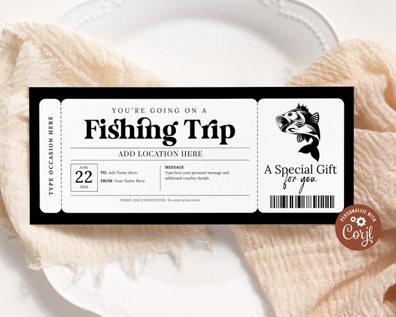 Fishing Trip Voucher EDITABLE, Surprise Fishing Gift Certificate, Fishing Trip Ticket, Fishing Trip Coupon, Fishing Gift Card, Any Occasion Il_570xn