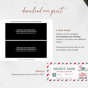 Hockey Game Christmas Ticket EDITABLE, Printable Hockey Gift Certificate, Holiday Ticket ...
