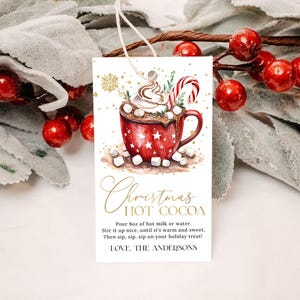 Christmas Hot Cocoa Gift Tag EDITABLE, Christmas Hot Chocolate Gift Tag Printable, Holiday Hot Cocoa Mix Tags, Hot Cocoa Bomb Labels