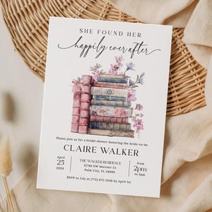 Her Next Chapter Bridal Shower Invitation, Storybook Bridal Shower Invitation, Coquette Book Theme Bridal Shower Invite, EDITABLE, Digital Download
