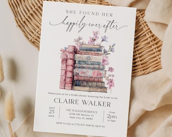 Her Next Chapter Bridal Shower Invitation Template, EDITABLE Storybook Bridal Shower Invitation, Coquette Book Theme Shower Invite CB06