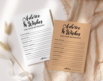 Retirement Advice and Wishes Cards, Retirement Party Game Printable, Retirement Bucket List Card, Going Away Party, INSTANT DOWNLOAD