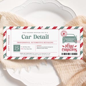 Autodetail kerstcertificaat BEWERKBAAR, autodetailing cadeaubon afdrukbaar, autodetail waardebon, autoliefhebber kerstcadeaubon