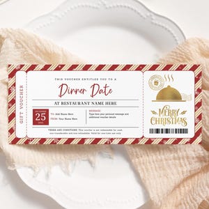 Abendessen Datum Weihnachtsgutschein BEARBEITBAR, Restaurant Geschenkgutschein zum Ausdrucken, Tischreservierung Coupon, Date Night Ticket, Dinner Coupon