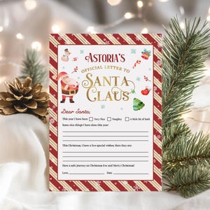 Carta de Navidad a Papá Noel EDITABLE, Plantilla de carta a Papá Noel para imprimir, Carta oficial personalizada a Papá Noel, Querido Papá Noel, Correo del Polo Norte CG25