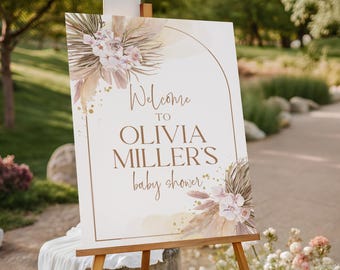Boho baby shower welkomstbord BEWERKBAAR, boho verjaardag welkomstposter, woestijn baby shower bord, Earth Tone baby shower partij teken
