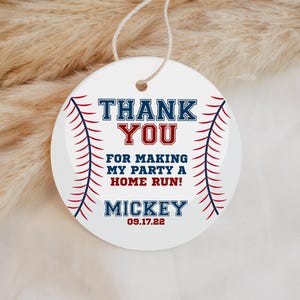 Baseball Geburtstagsgeschenk-Tag EDITIERBAR, druckbarer Baseball-Party-Danke-Aufkleber, danke Etiketten, Goodie Bag runder Anhänger, Sportparty-Tags