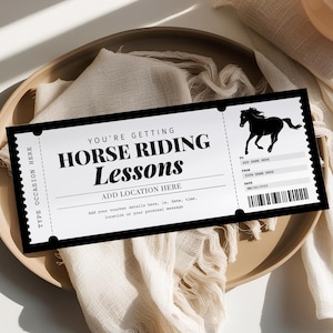 Horse Riding Lesson Certificate EDITABLE, Horseback Riding Gift Voucher, Horse Back Riding Gift Card, Trail Rides Ticket, For Any Occasion