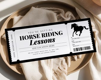 Certificat de leçon d'équitation MODIFIABLE, chèque-cadeau d'équitation, carte-cadeau d'équitation, billet de promenades, pour toute occasion