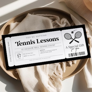 Tennis Lesson Gift Certificate EDITABLE, Tennis Lesson Voucher Printable, Sports Gift Ticket, Tennis Coupon, Tennis Gift Card, Any Occasion