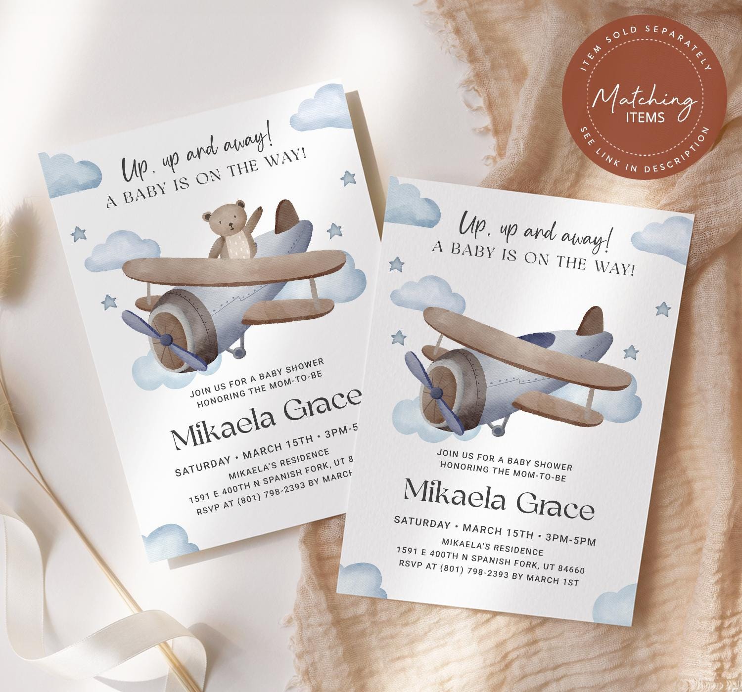 Editable Airplane Baby Shower Cards, Books for Baby and Diaper Raffle ...
