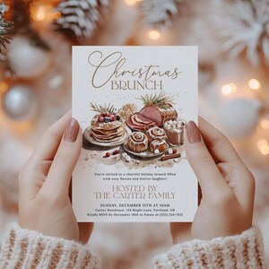 Christmas Brunch Invitation EDITABLE, Holiday Brunch Party Invitation, Printable Christmas Breakfast Invite, Friendsmas Brunch Party