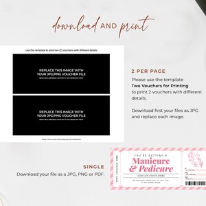 Manicure Pedicure Coupon EDITABLE, Printable Mani Pedi Pink Certificate ...