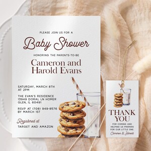 Milk and Cookies Baby Shower Invitation EDITABLE, Cookie Theme Baby Shower Invite Printable, Cookie Baby Shower Party, Gender Neutral MC42