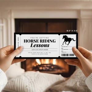 Horse Riding Lesson Certificate EDITABLE, Horseback Riding Gift Voucher, Horse Back Riding Gift Card, Trail Rides Ticket, For Any Occasion