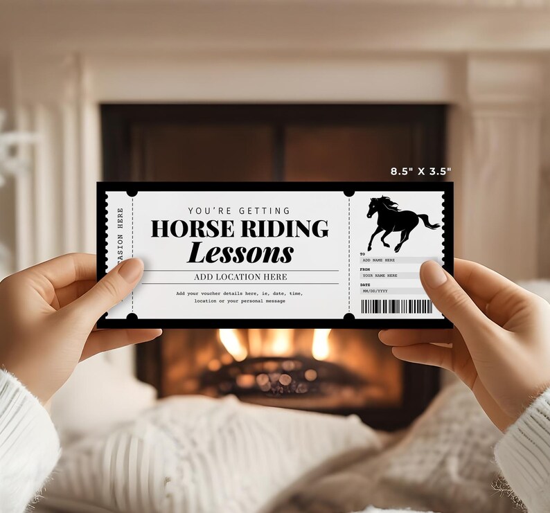 Horse Riding Lesson Certificate EDITABLE, Horseback Riding Gift Voucher, Horse Back Riding Gift Card, Trail Rides Ticket, For Any Occasion