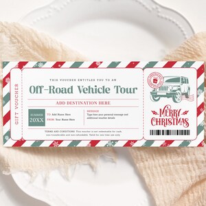 Off Road Tour Weihnachtsgutschein EDITIERBAR, Überraschungsreise-Geschenkgutschein, druckbare Abenteuerreise-Weihnachtskarte, Weihnachtsgeschenkkarte
