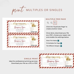 Shopping Spree Christmas Voucher EDITABLE, Shopping Day Gift Certificate Template, Holiday Surprise Ticket, Printable Shopping Spree Coupon image 5