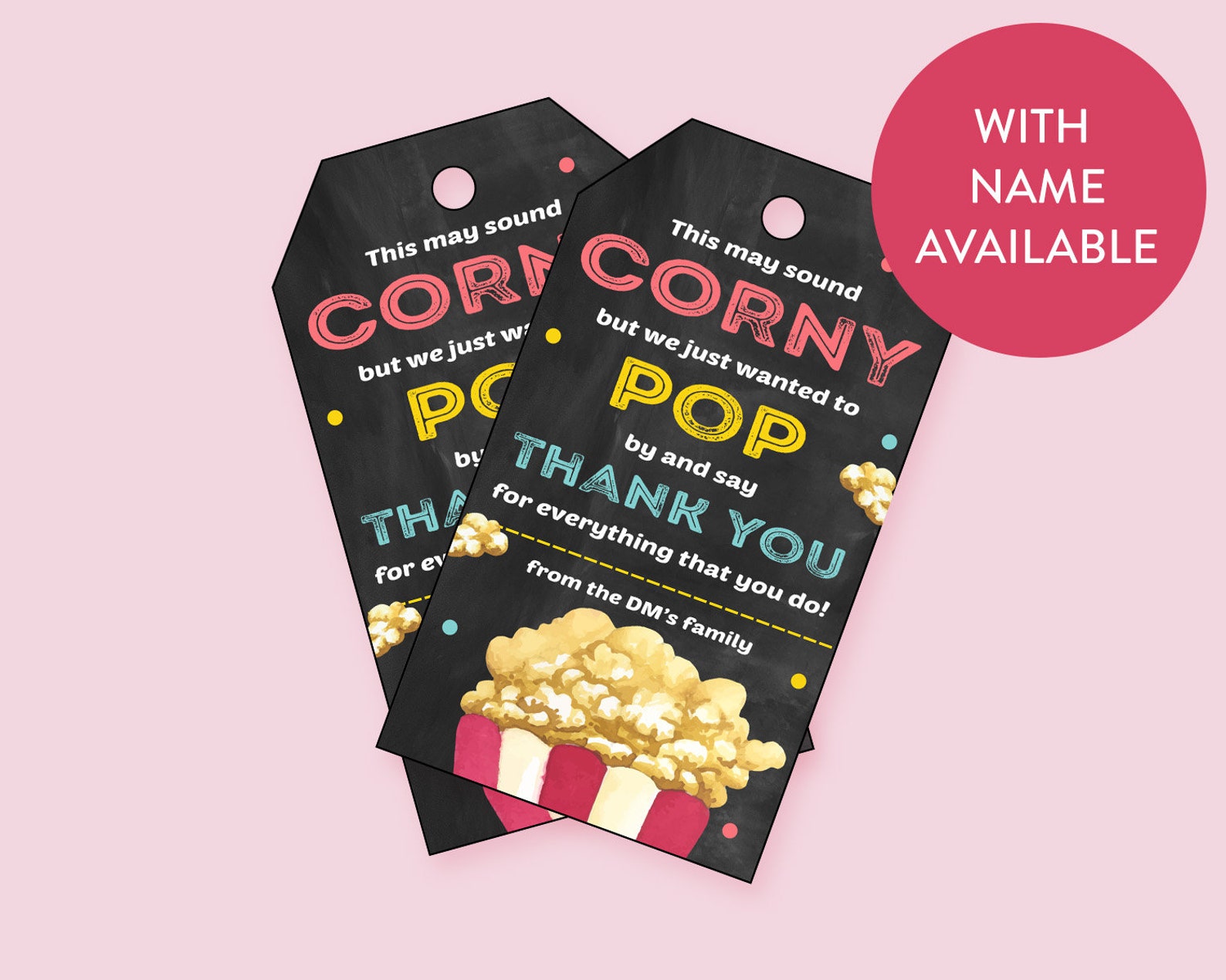 Popcorn Thank You Tags Printable Pop by and Say Thank You Etsy