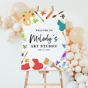 Arts Birthday Party Welcome Sign EDITABLE, Arts and Crafts Birthday Welcome Poster, Painting Birthday Party Decor, Craft Theme Birthday