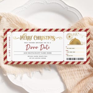 Abendessen Datum Weihnachtsgutschein BEARBEITBAR, Restaurant Geschenkgutschein zum Ausdrucken, Tischreservierung Coupon, Date Night Ticket, Dinner Coupon