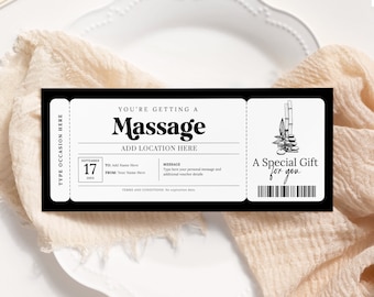 Massage Gift Coupon EDITABLE, Spa Day Certificate Printable, Spa Treatment Coupon, Personalized Massage Voucher, Any Occasion