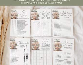 Frisch vom Markt Brautdusche Spiele Bundle, bearbeitbare Farmers Market Shower Spielkarten, druckbar She's Off The Market Aktivitäten FM14