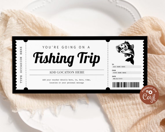 Surprise Fishing Trip Ticket EDITABLE, Fishing Trip Gift Voucher Certificate Printable, Fishing Trip Coupon, Fishing Gift Card, Any Occasion Il_570xn