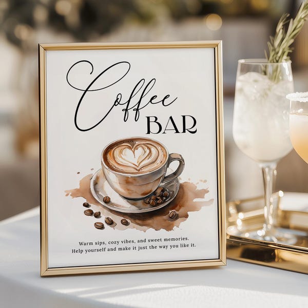 Skylt för kaffebar, skylt för kaffe, brudshower, kärlek brygger, en bebis brygger, skylt för kaffe, snälla hjälp dig själv-skylt LB14