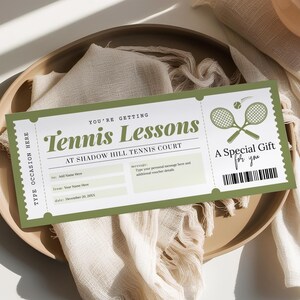 Bon de cours de tennis MODIFIABLE, bon de leçon de tennis imprimable, billet cadeau sport, coupon tennis, carte-cadeau tennis, toute occasion