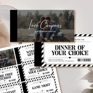 Love Coupon Book, EDITABLE Template, Printable Couple Coupon Book, Valentine&#39;s Day Gift, Personalized Coupon Book For Him, Romantic Coupons