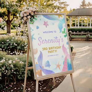 Mermaid Birthday Welcome Sign, Under the Sea Party Welcome Poster, Mermaid Party Decor (EDITABLE)