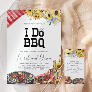I Do BBQ Invitation EDITABLE, Bbq Couples Shower Invitation Printable, Cookout Engagement Party Invite, Sunflower Wedding Shower DS58