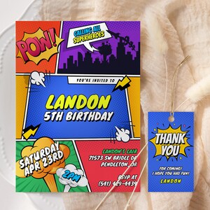 Superhero Birthday Invitation EDITABLE, Comic Book Birthday Invitation, Super Hero Invitation Template, Printable Invitation