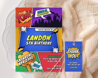 Superhero Birthday Invitation EDITABLE, Comic Book Birthday Invitation, Super Hero Invitation Template, Printable Invitation