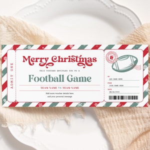 Fußballspiel Weihnachtskarte EDITIERBAR, Überraschung Fußball Geschenkgutschein zum Ausdrucken, Spielticket Gutschein, Weihnachtssport Geschenkkarte