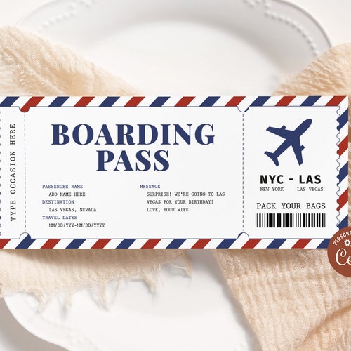 Surprise Trip Ticket Airplane Ticket Boarding Pass - Etsy