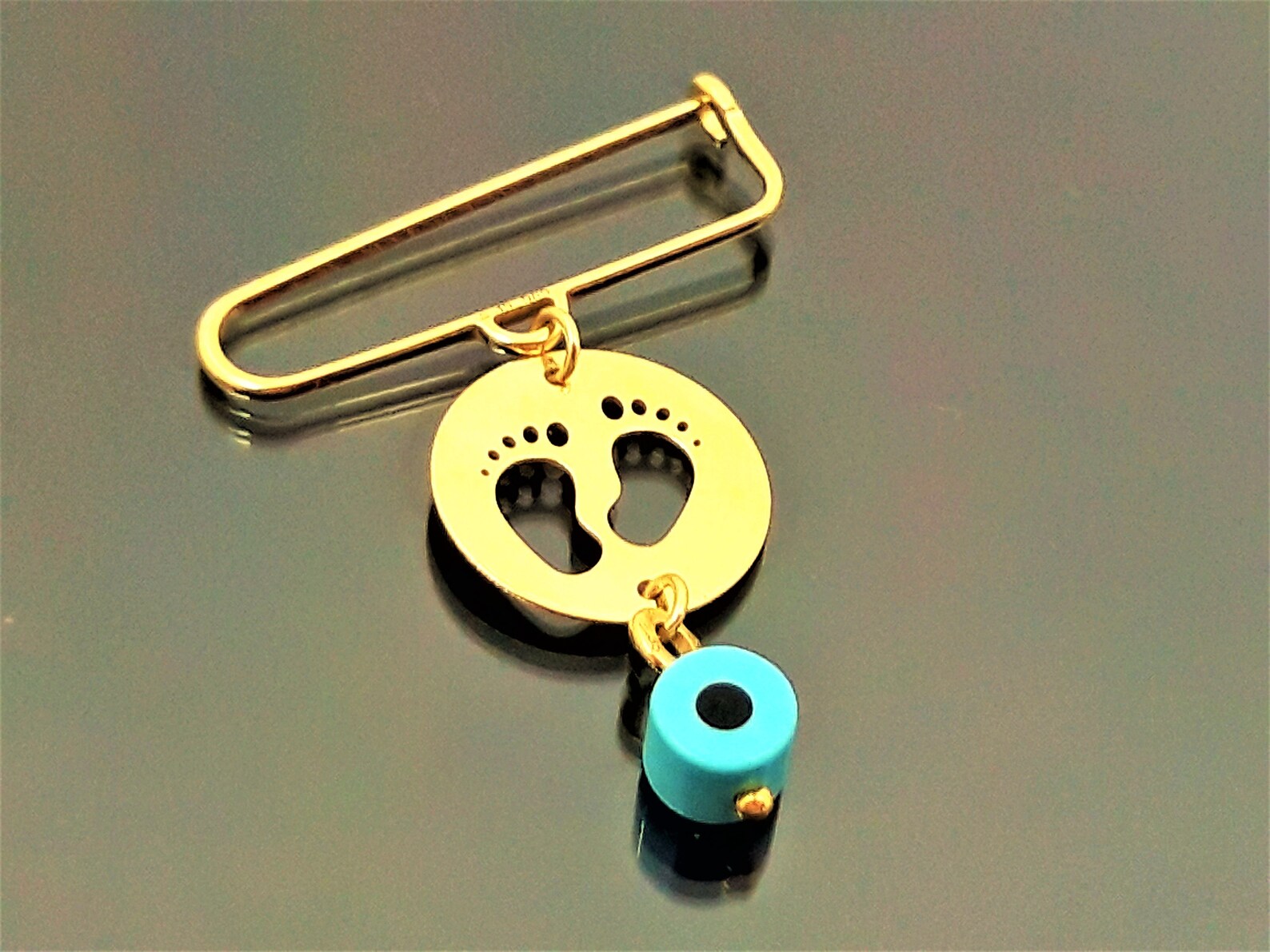 14K Real Solid Gold Safety Baby Pin Baby foot Pin BroochEvil Etsy