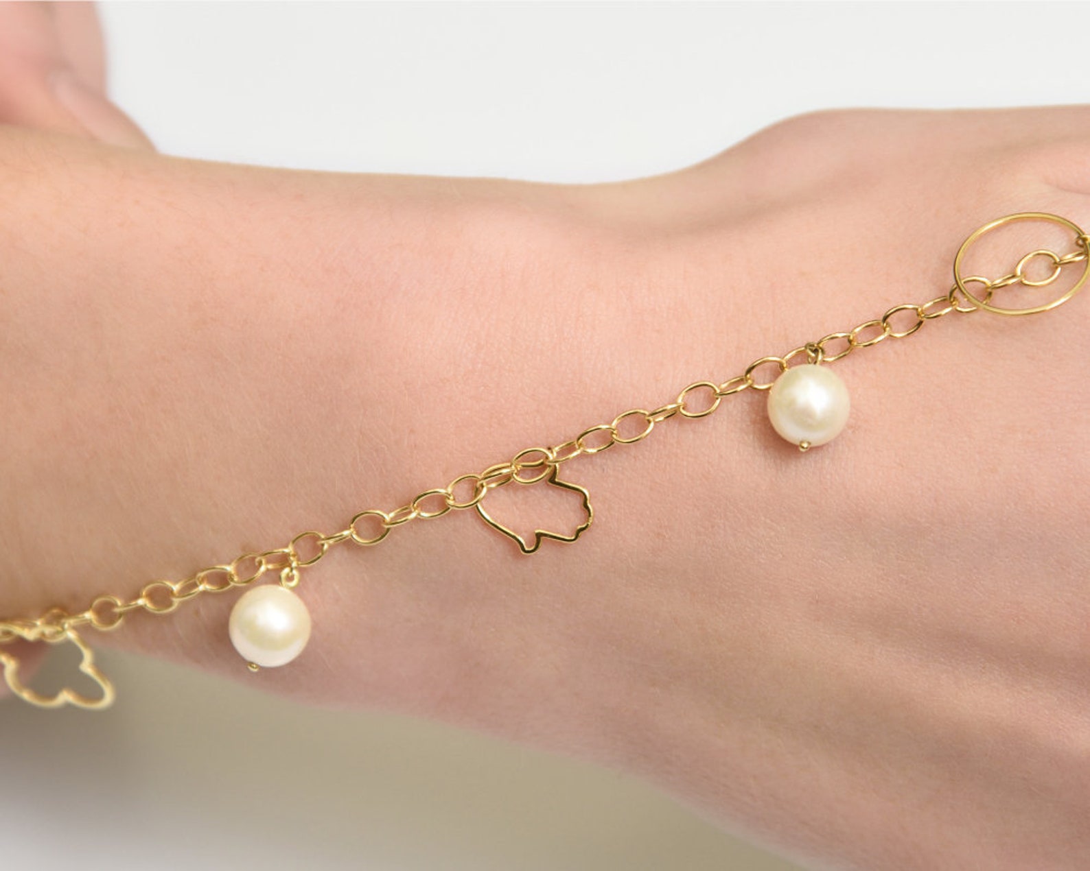 Dangle Bracelet Charm Bracelet 14k Solid Gold Circle Etsy