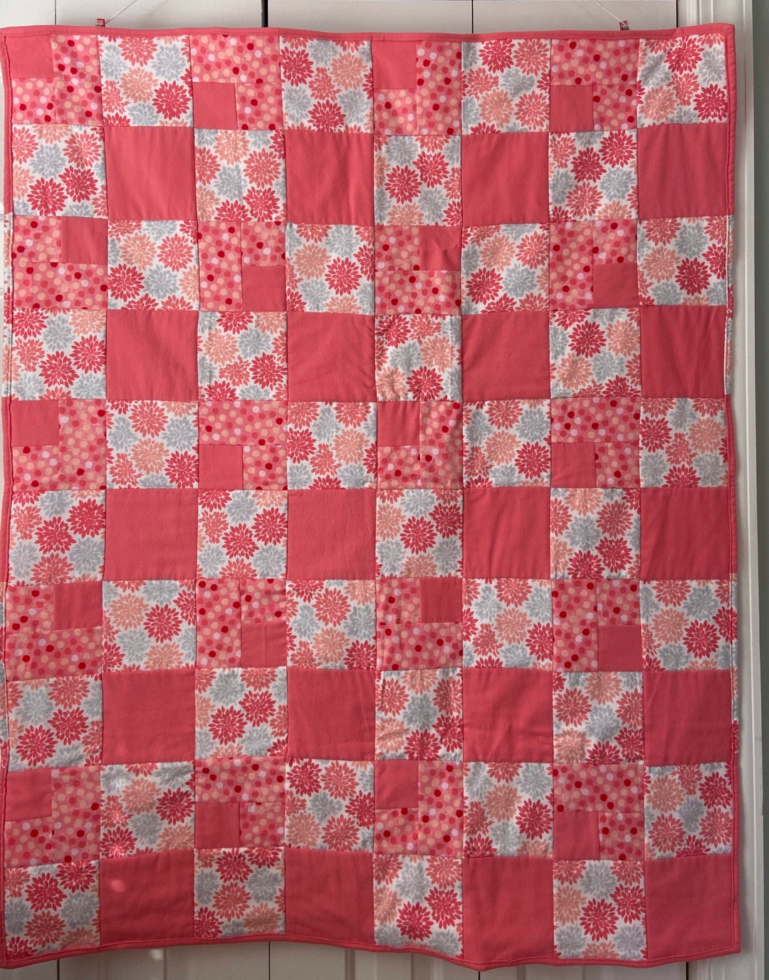Baby Quilt Flannel Baby Quilt Coral Baby Quilt Baby Girl Etsy España