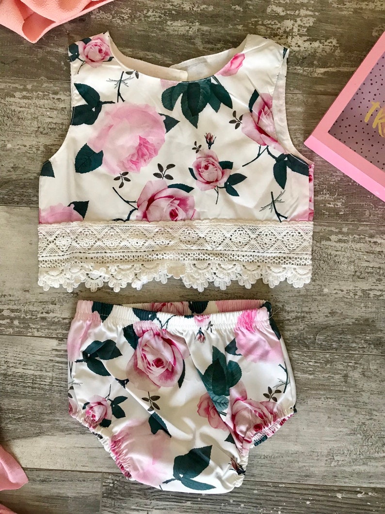 Baby Girl Floral 2PC Lace Romper Baby Girl Clothes
