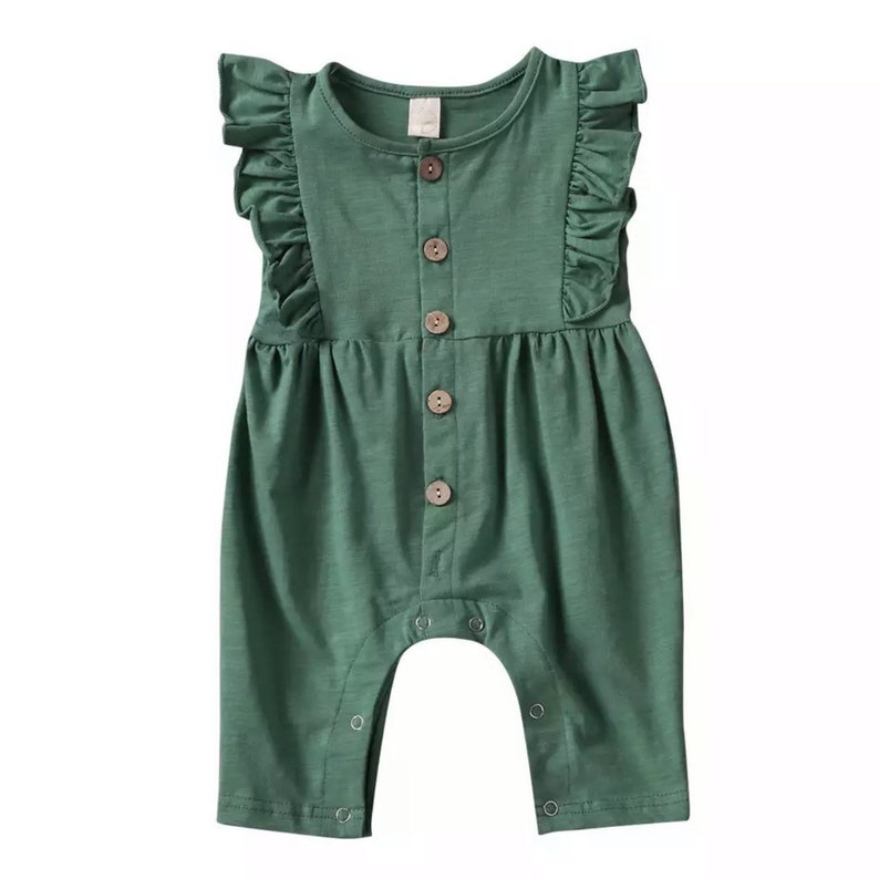 Baby Girl Ruffled Button up Jumpsuit Baby Girl Clothes Etsy