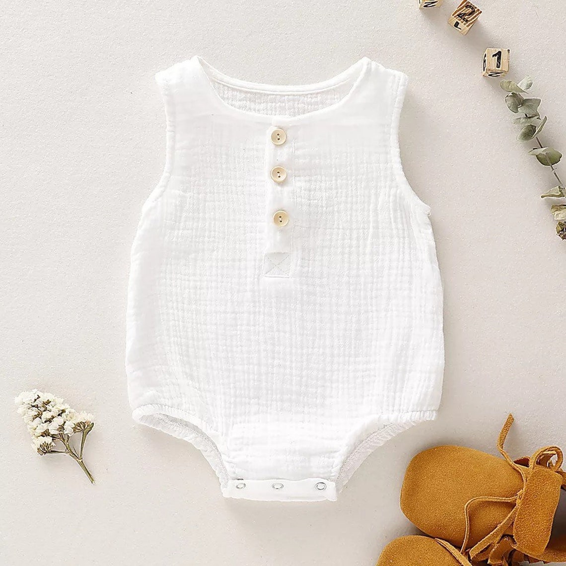 Baby neutral gauze romper Multiple colors Baby Boy Clothes Etsy